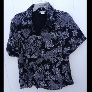 Coral Bay Plus Hawaiian Black White Shirt 3X